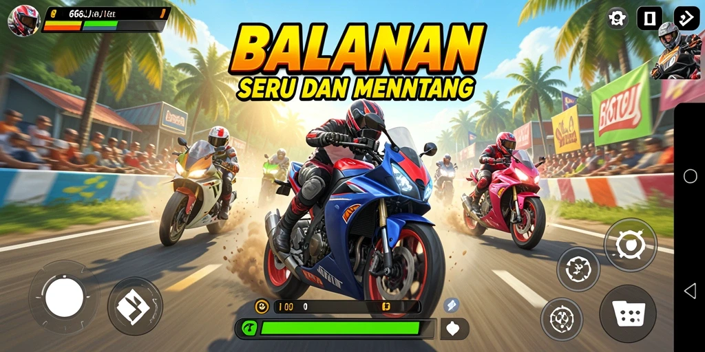 Screenshot gameplay seru dari balapan motor di 666J.