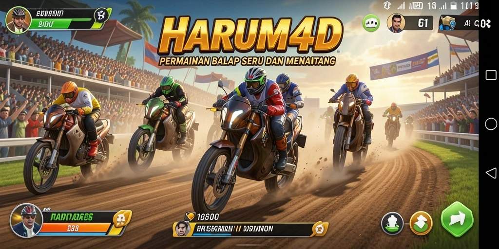 Tampilan gameplay balapan yang seru dan mendebarkan.