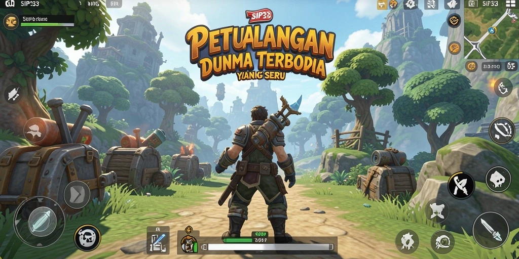 Screenshot utama SIP33 menampilkan petualangan indah dalam dunia terbuka.