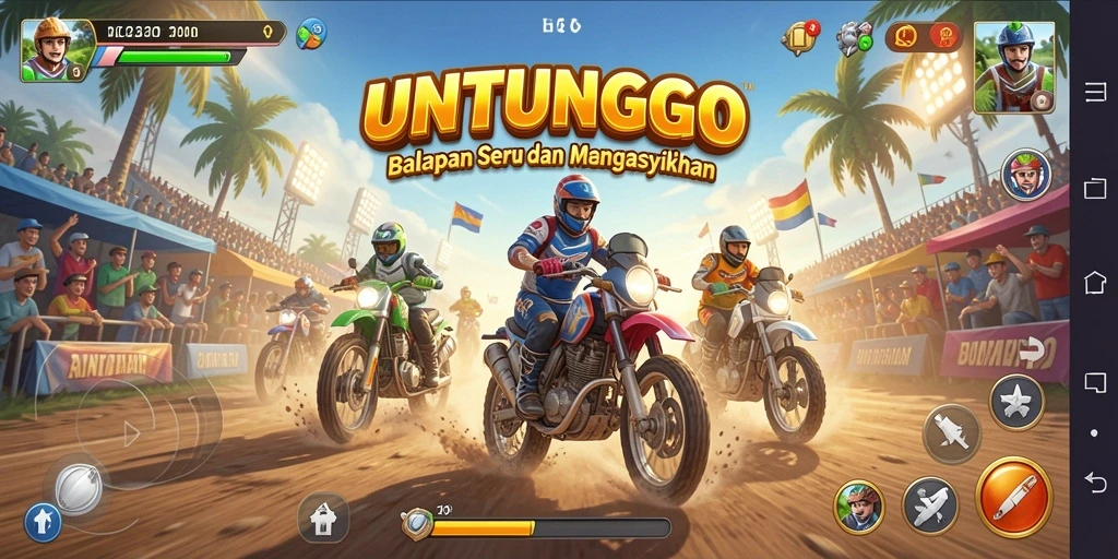 Screenshot UNTUNGGO menampilkan aksi balapan yang mendebarkan dan grafis yang memukau.